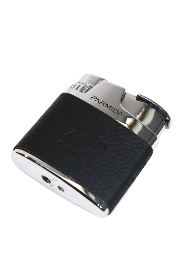 Parmida Tek Torch Pürmüz Japon Yazılı Deri Kaplama Siyah Metal Puro Çakmağı