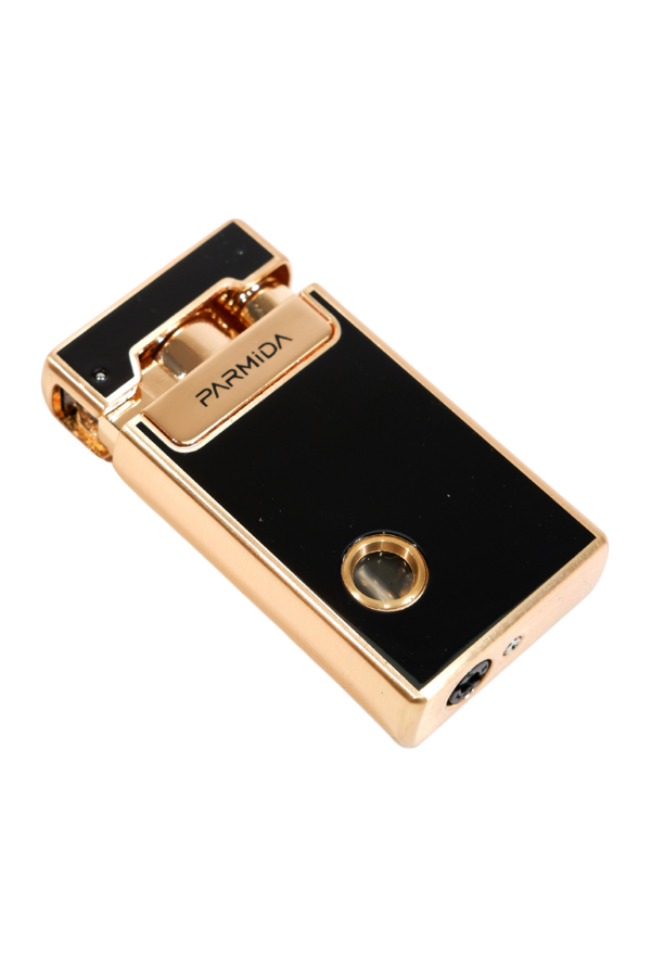Parmida Tek Torch Pürmüz Soft Flame Özellikli Siyah-Gold Metal Puro Çakmağı