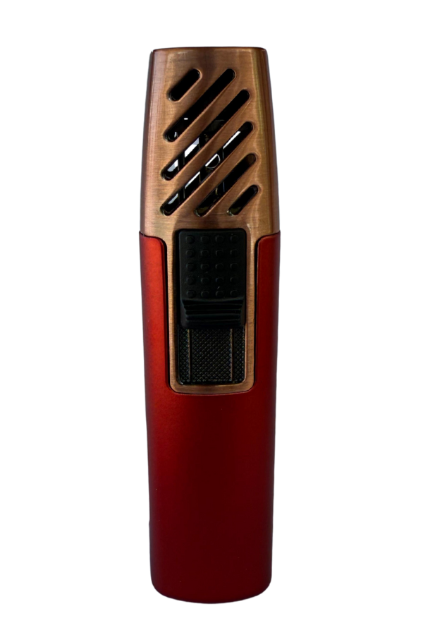 PremiumQuality Kırmızı-Bronz Tek Torch Pürmüz Metal Puro Çakmağı
