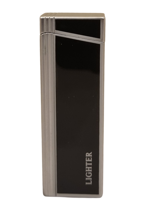 PremiumQuality Gümüş - Siyah Tek Torch Pürmüz Metal Puro Çakmağı