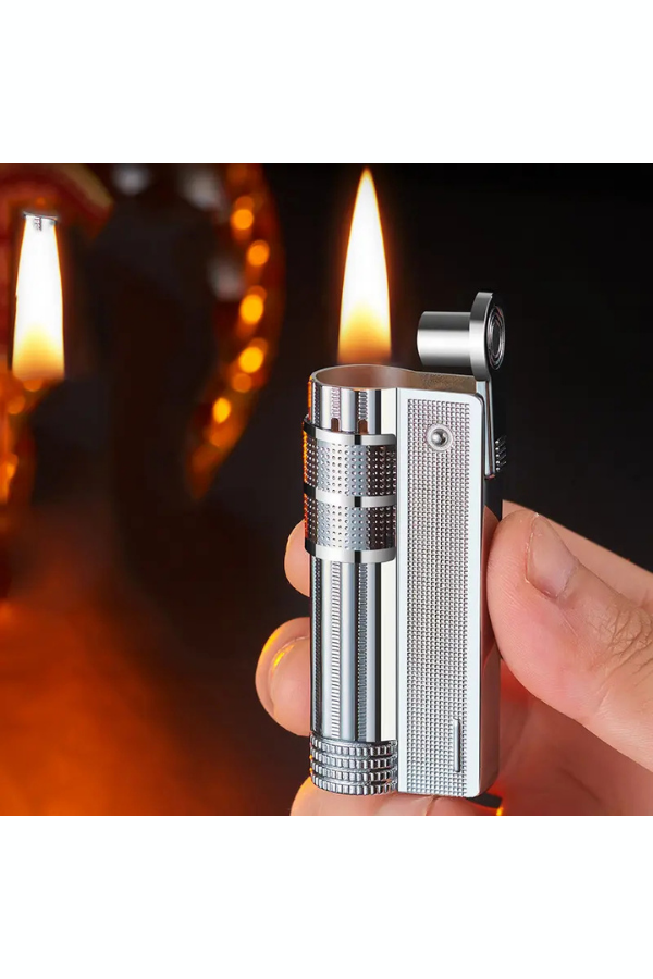 PremiumQuality Tek Alevli Gümüş Metal Muhtar Çakmağı