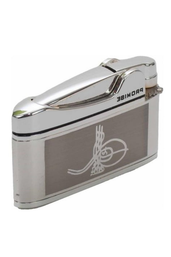 Promise Soft Flame Gümüş Tuğra Desenli Metal Çakmak