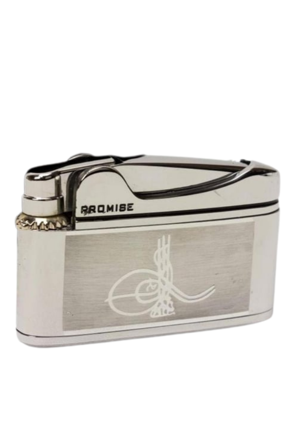 Promise Soft Flame Gümüş Tuğra Desenli Metal Çakmak