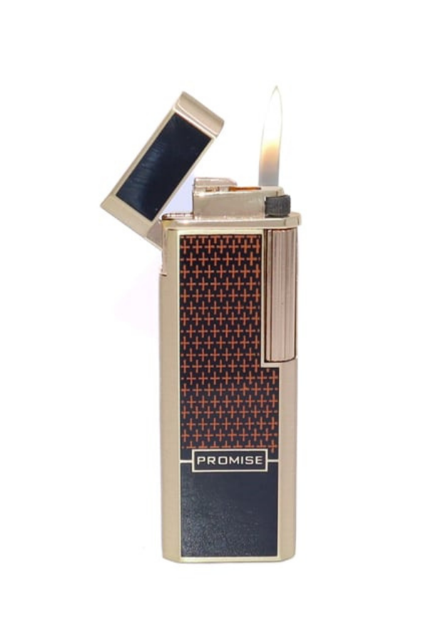 Promise Twiggy Siyah Gold İşlemeli Metal Soft Flame Çakmak