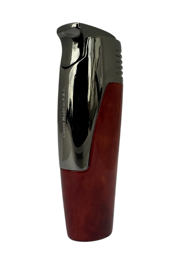 Promise Tek Torch Pürmüz Kırmızı-Gümüş Desenli Puro Çakmağı
