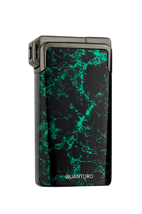 Quantoro Tek Torch Pürmüz / Soft Flame Yeşil Desenli Metal Puro Çakmağı