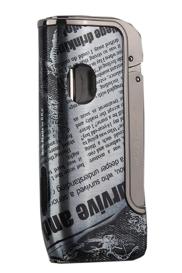TRZ1161,Quantoro Tek Torch Pürmüz Delicili Gazete Desenli Metal Puro Çakmağı
