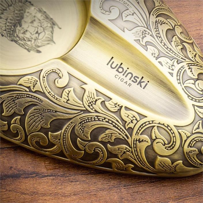 Lubinski Yeni Seri Lion İşleme Metal Tekli Puro Küllüğü - Gold