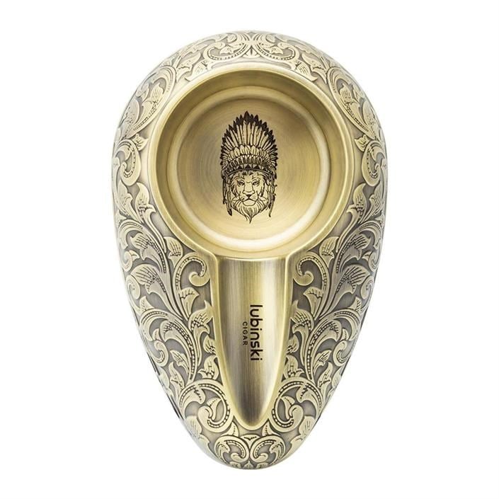 Lubinski Yeni Seri Lion İşleme Metal Tekli Puro Küllüğü - Gold