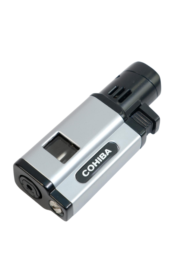 Cohiba 3 Torch Pürmüz Delicili Gümüş Siyah Metal Puro Çakmağı
