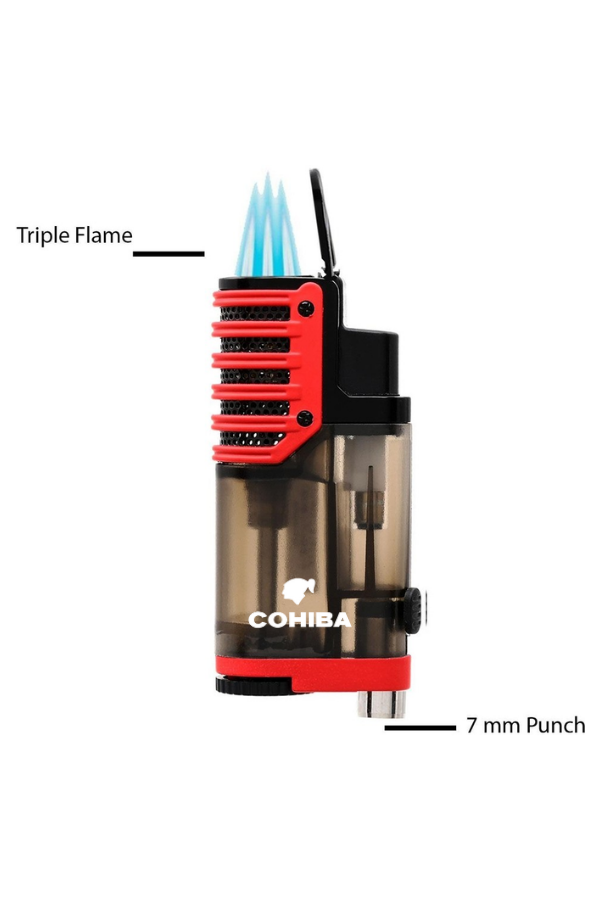 Cohiba 3 Torch Pürmüz Plastik Kırmızı-Siyah Puro Çakmağı