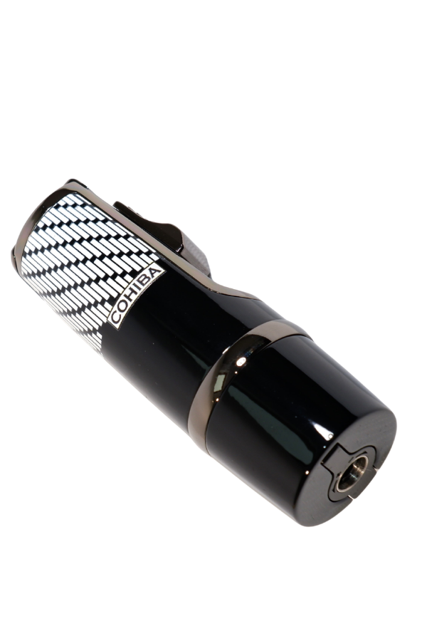 Cohiba 3 Torch Pürmüz Siyah-Beyaz Desenli Metal Puro Çakmağı
