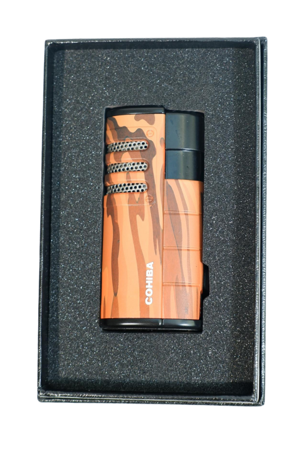 Cohiba 3 Torch Pürmüz Delicili Kamuflaj Desenli Kahverengi Puro Çakmağı