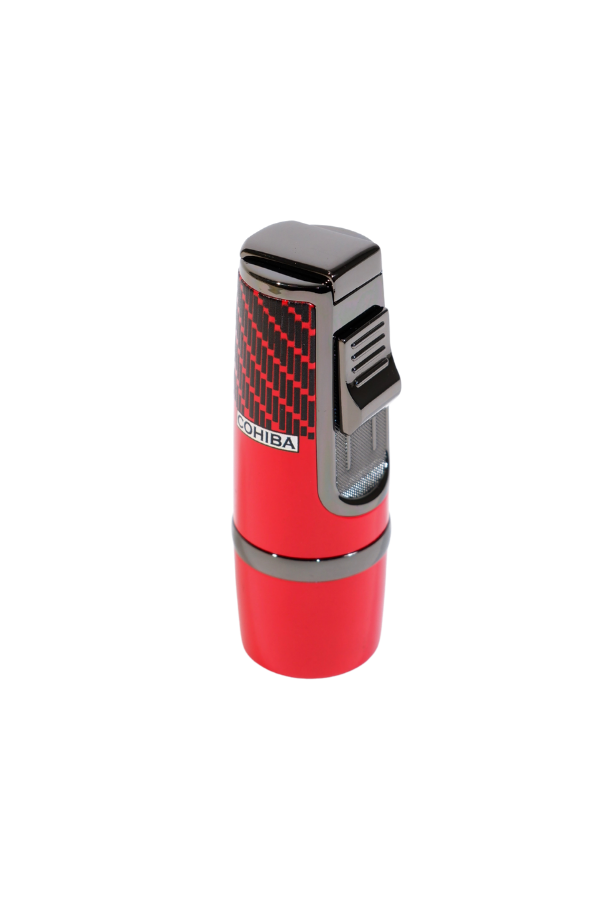 Cohiba 3 Torch Pürmüz Kırmızı-Siyah Desenli Metal Puro Çakmağı