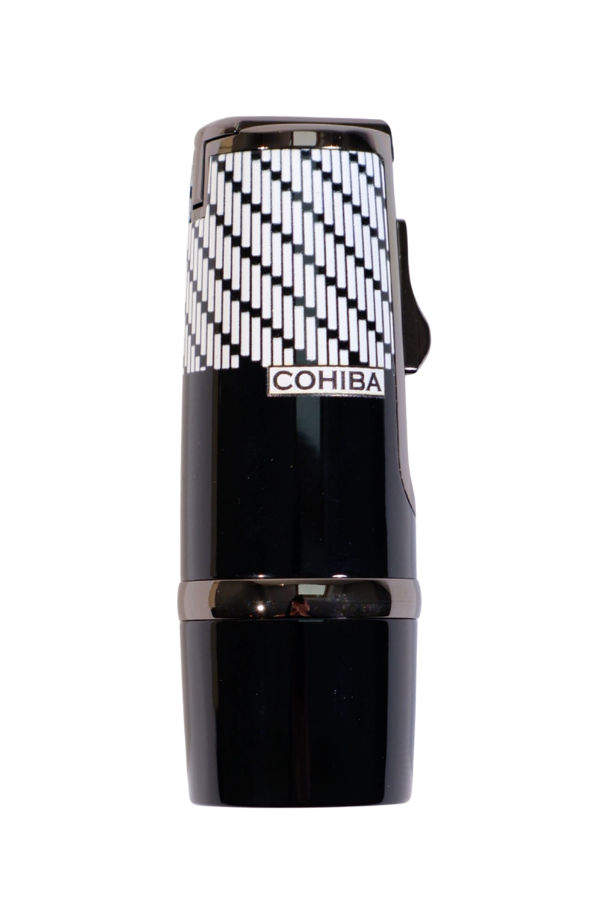 Cohiba 3 Torch Pürmüz Siyah-Beyaz Desenli Metal Puro Çakmağı