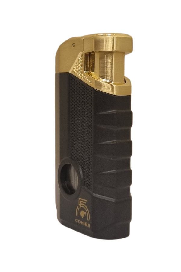 Cohiba 55. Yıl Özel Üretim Dahili Delicili 3 Torch Pürmüz Siyah-Gold Puro Çakmağı