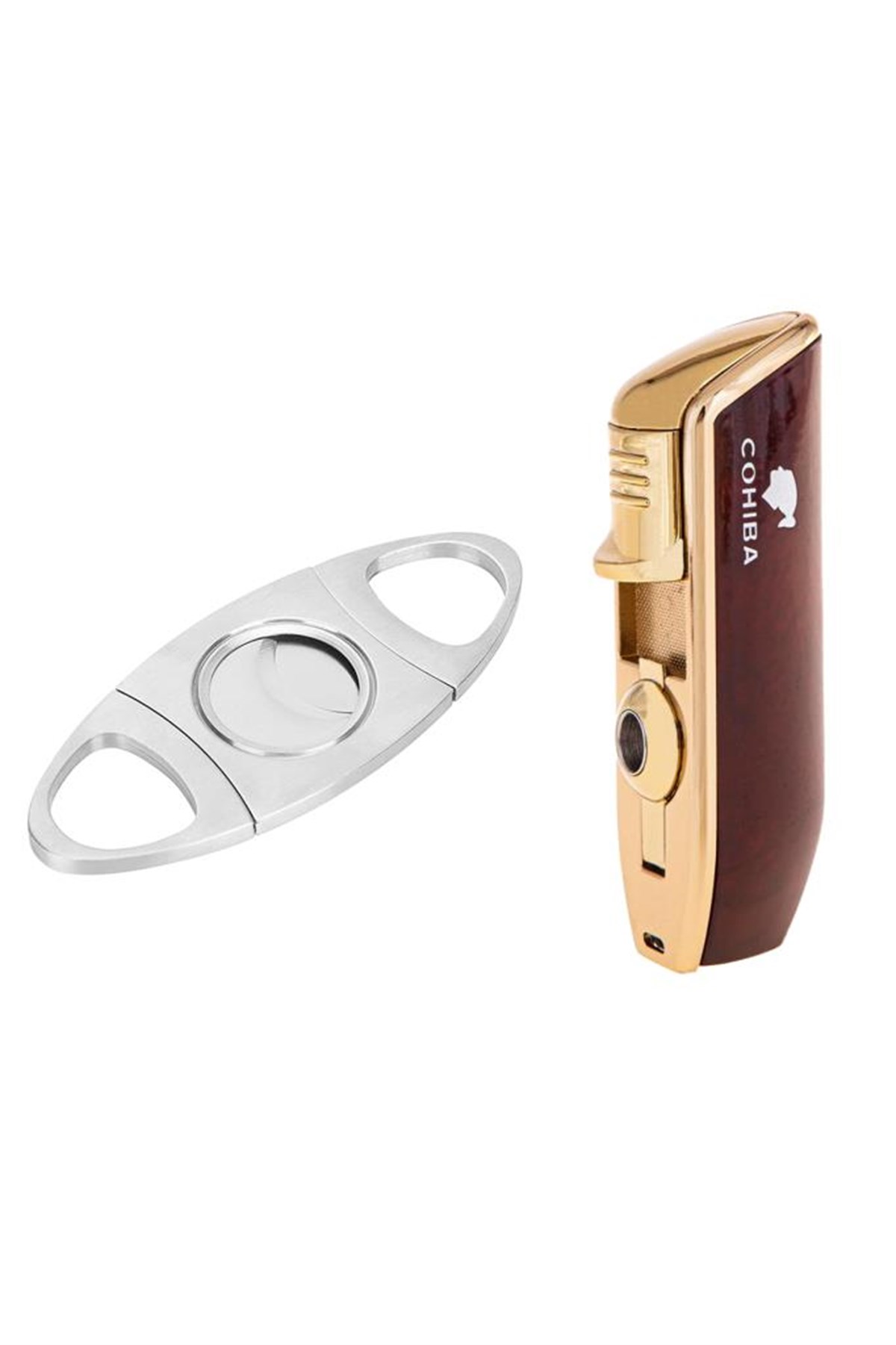 Cohiba Bordo Üç Torch Pürmüz Çakmak Ve Metal Kesici Set