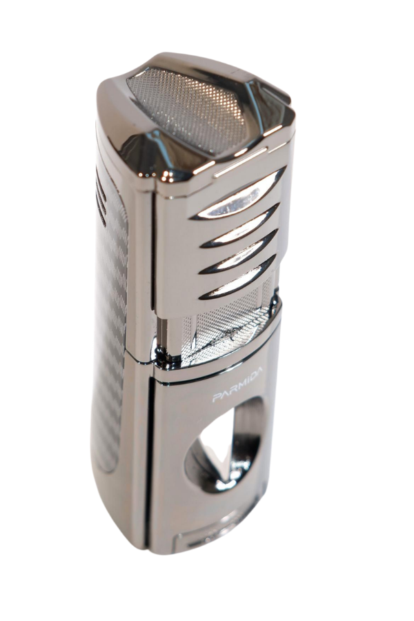Parmida 3 Torch Pürmüz Kesici & Delici & Sehpalı Karbon Desenli Metal Puro Çakmağı