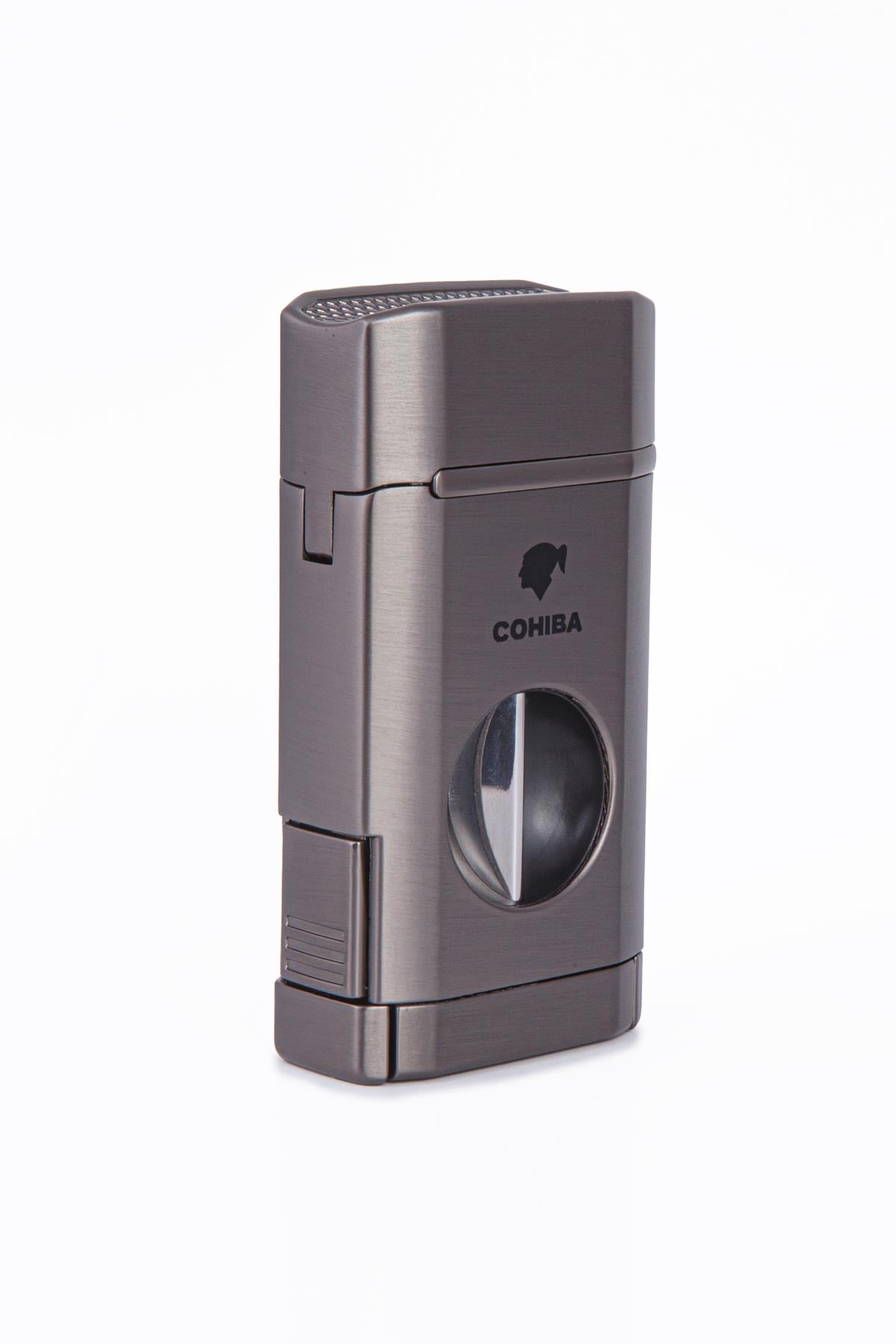 Cohiba 3 Torch Pürmüz Gunmetal Dahili V Kesicili Metal Puro Çakmağı