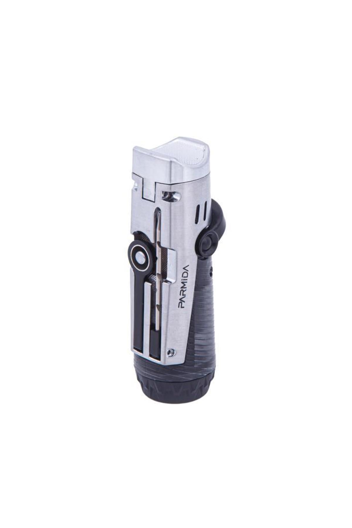 Parmida 3 Torch Pürmüz Siyah-Gümüş Puro Çakmağı