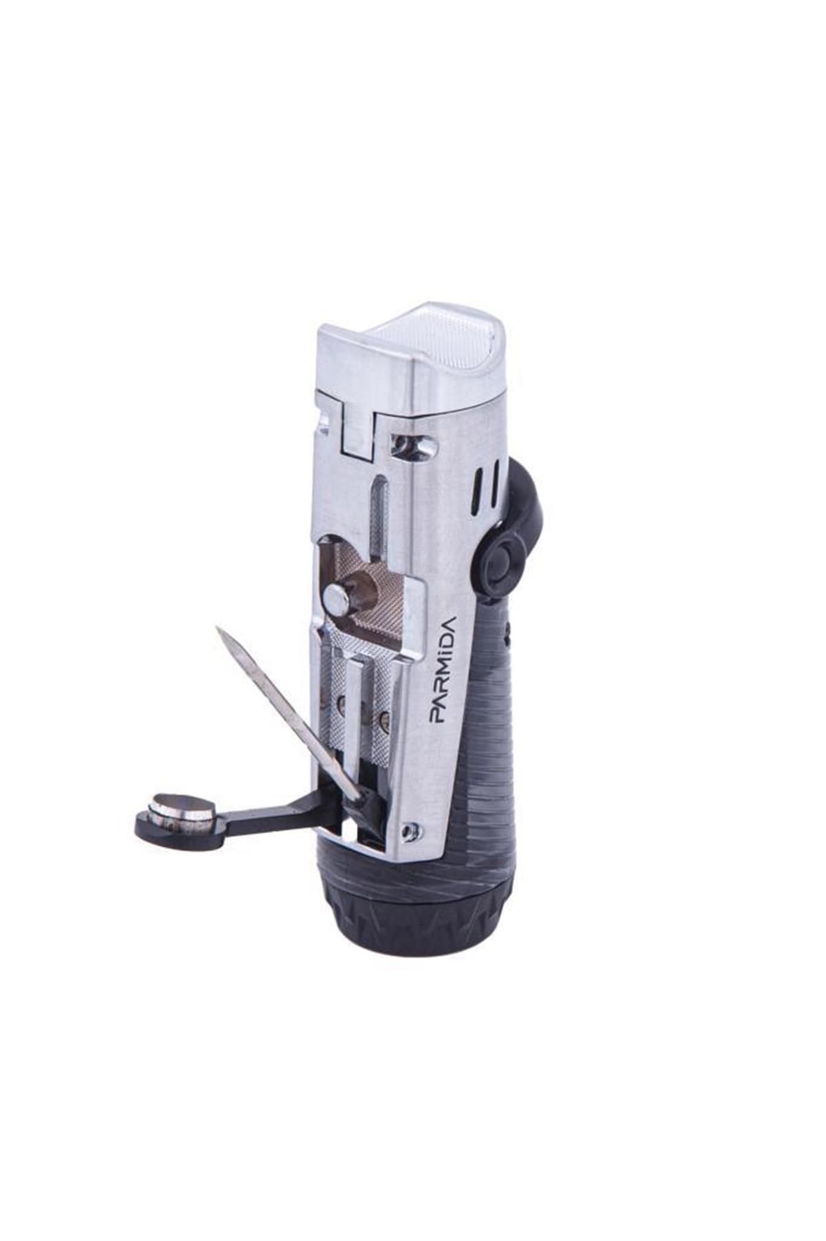 Parmida 3 Torch Pürmüz Siyah-Gümüş Puro Çakmağı