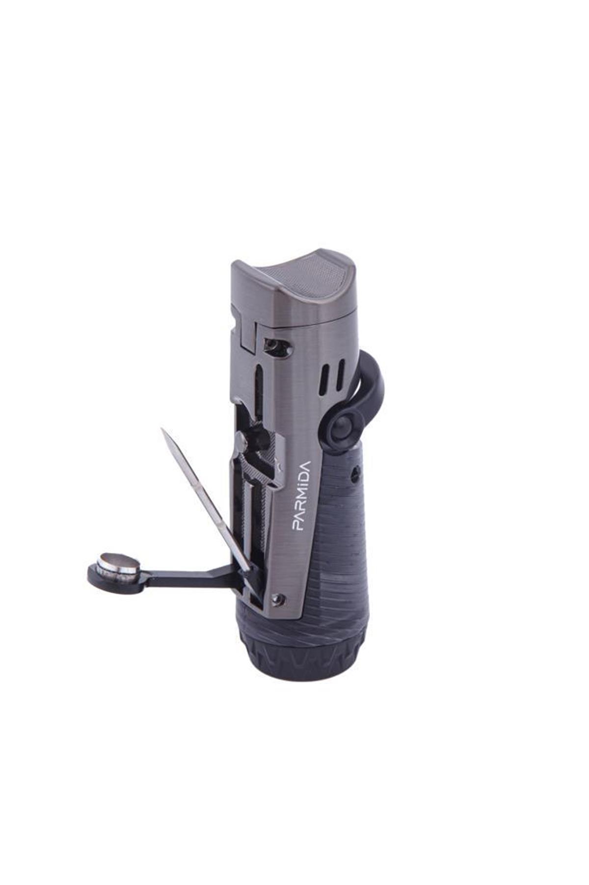 Parmida 3 Torch Pürmüz Siyah-Gunmetal Puro Çakmağı