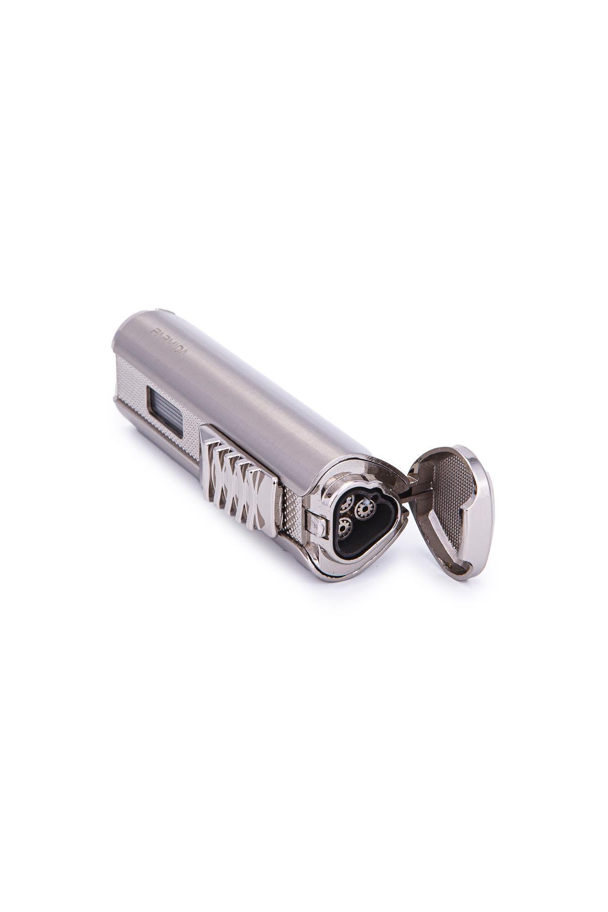 Parmida 3 Torch Pürmüz Metal Gümüş Puro Çakmağı