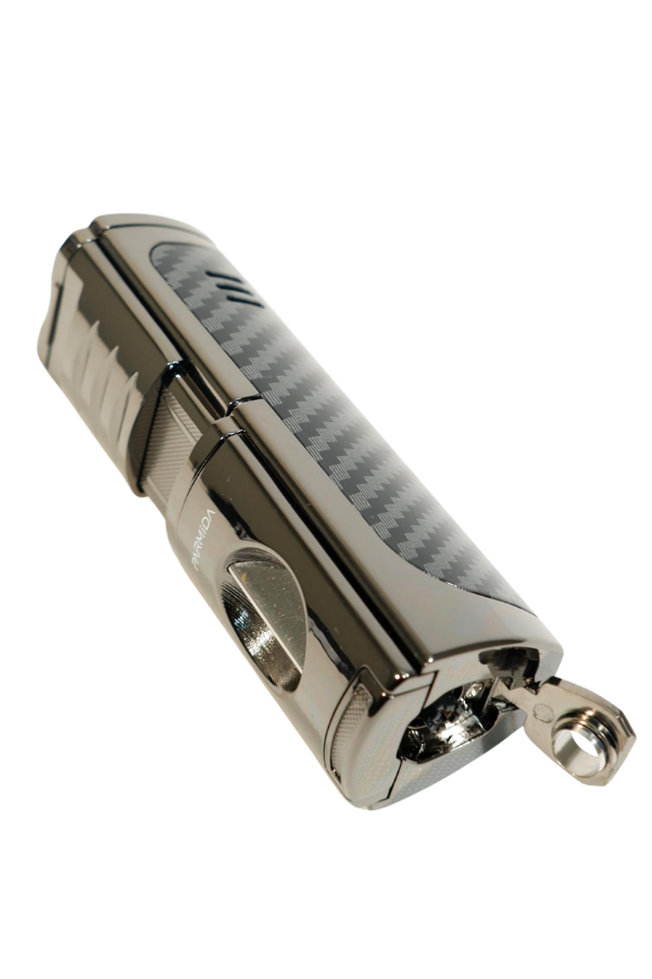 Parmida 3 Torch Pürmüz Kesici & Delici & Sehpalı Karbon Desenli Metal Puro Çakmağı