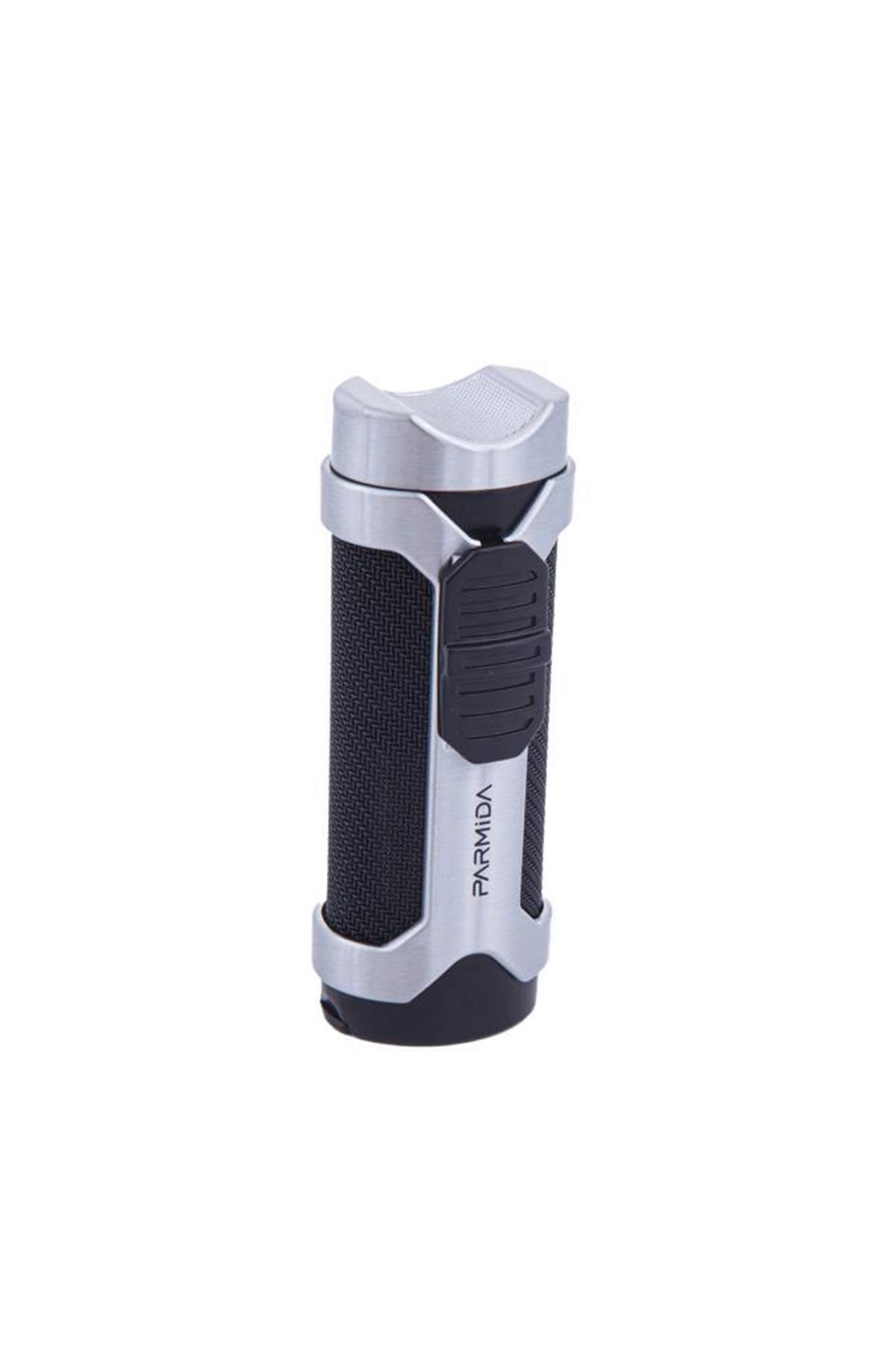 Parmida 3 Torch Pürmüz Siyah-Gümüş Puro Çakmağı