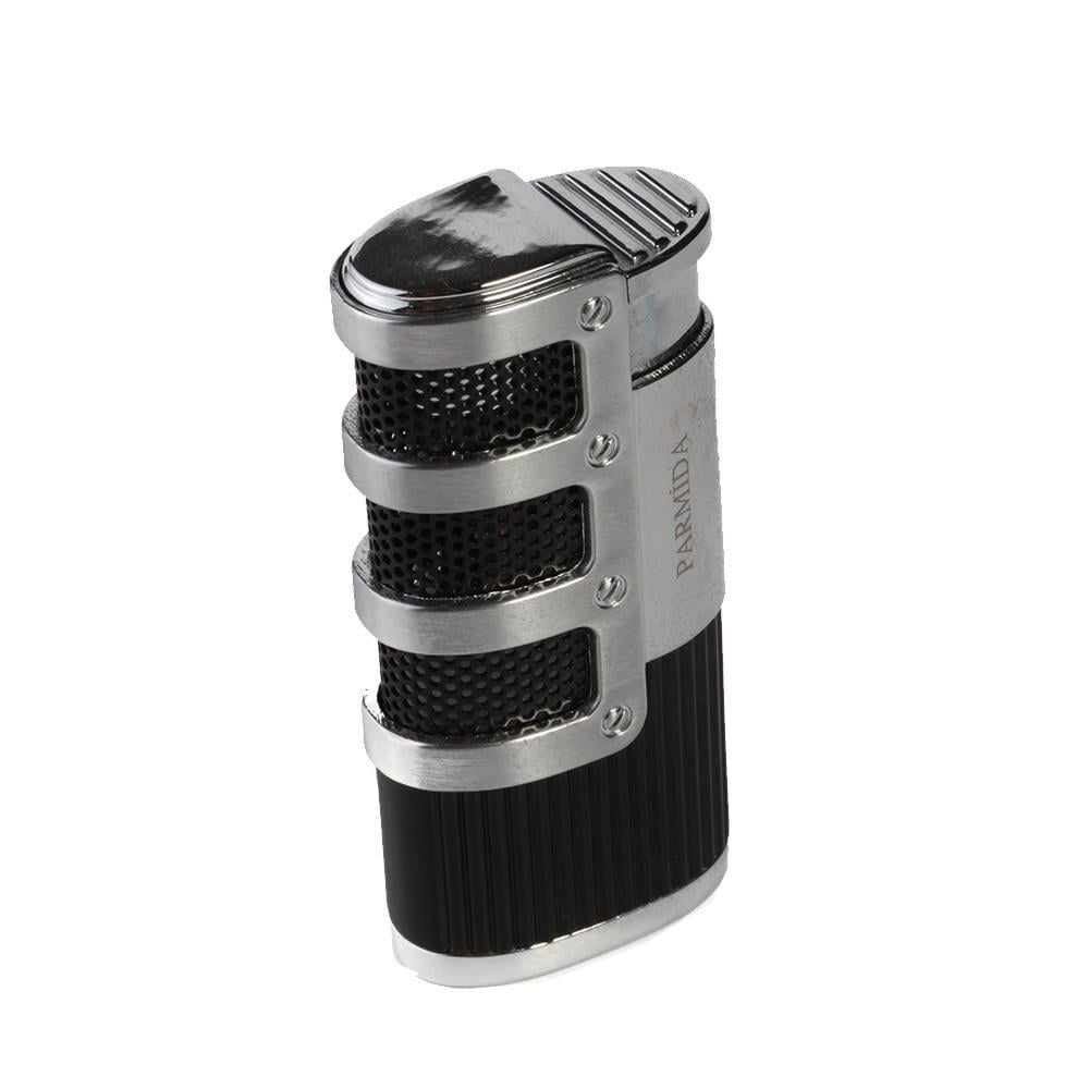 Parmida 3 Torch Pürmüz Siyah-Gümüş Metal Puro Çakmağı