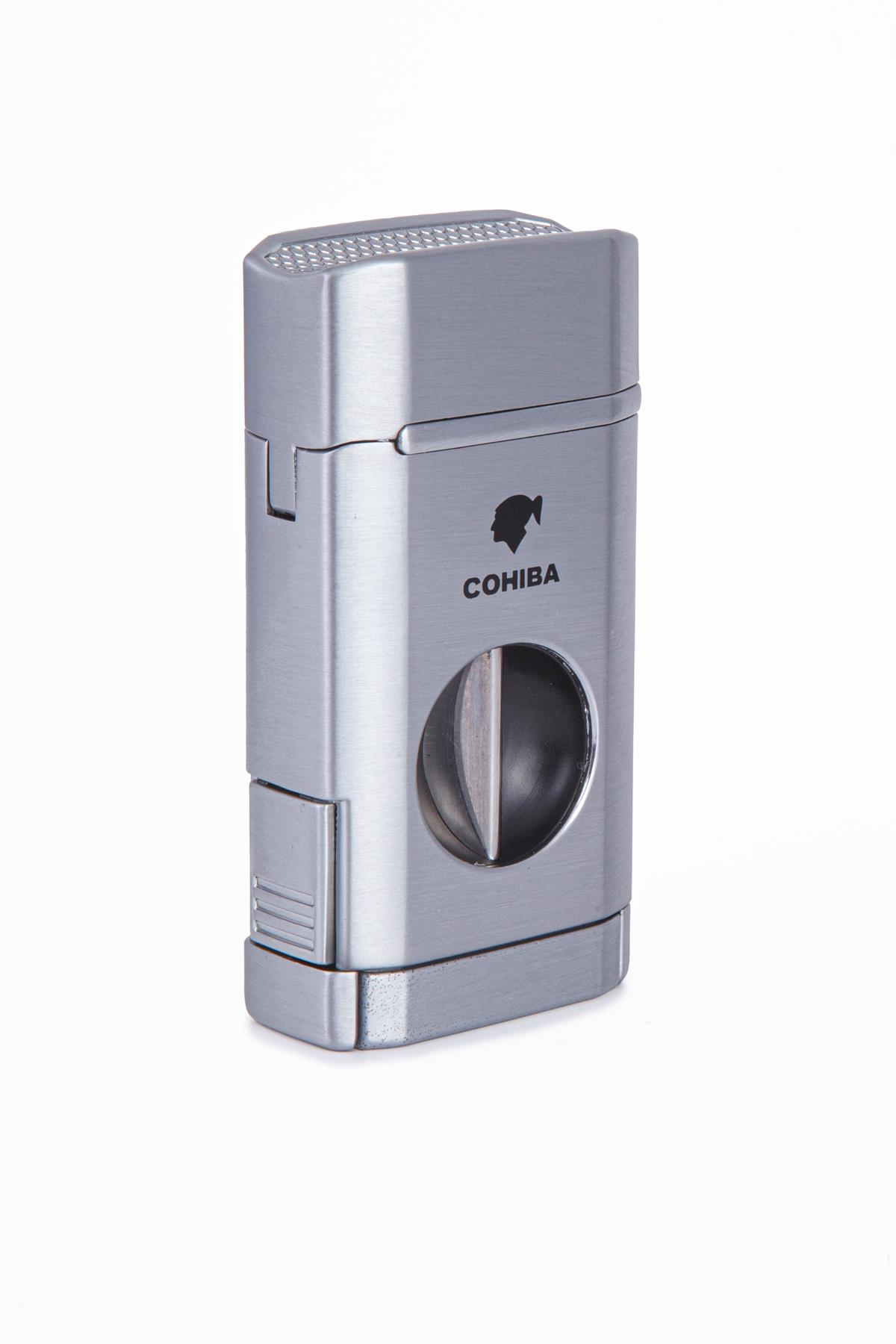 Cohiba 3 Torch Pürmüz Gümüş Dahili V Kesicili Metal Puro Çakmağı