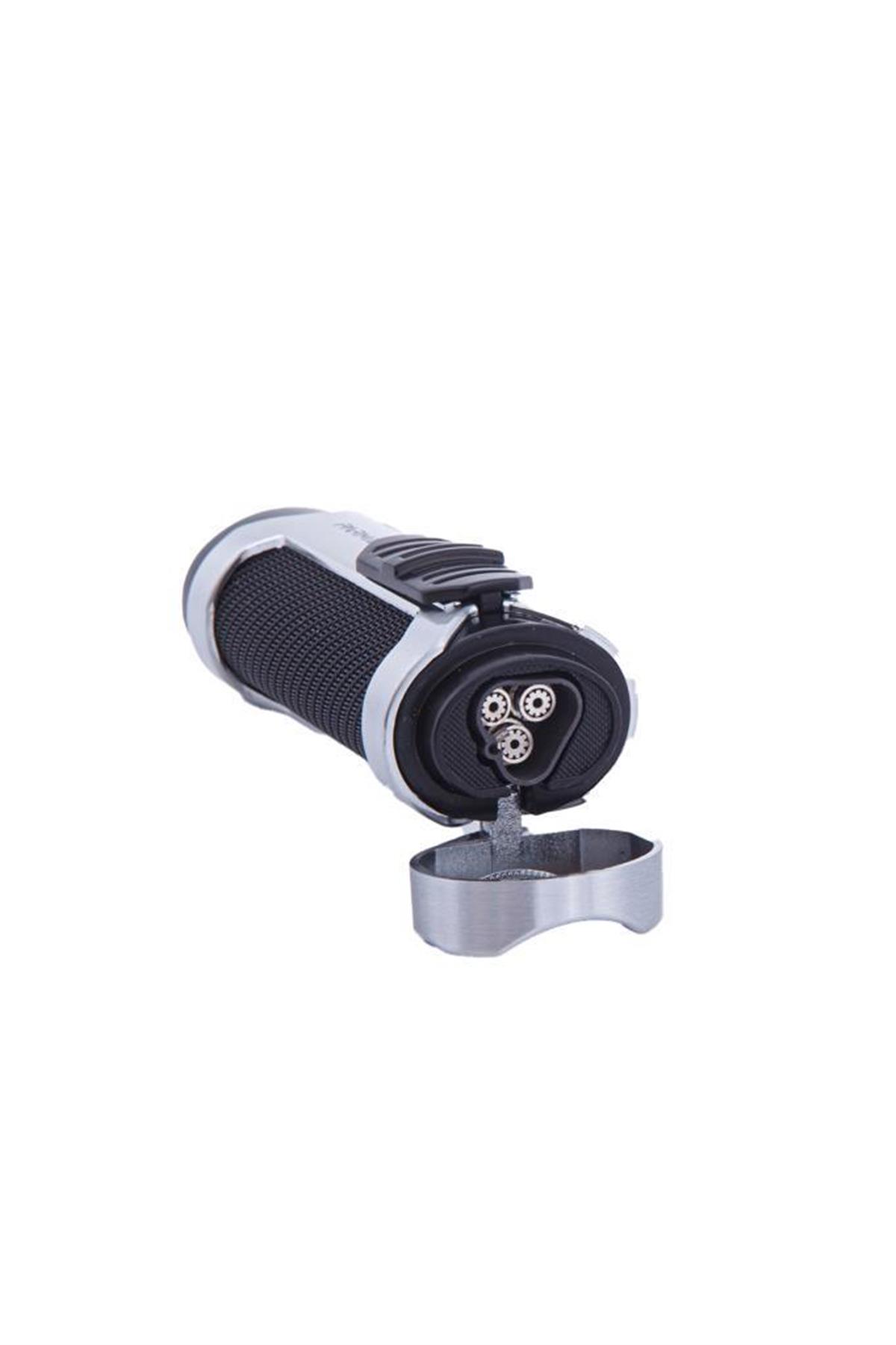 Parmida 3 Torch Pürmüz Siyah-Gümüş Puro Çakmağı