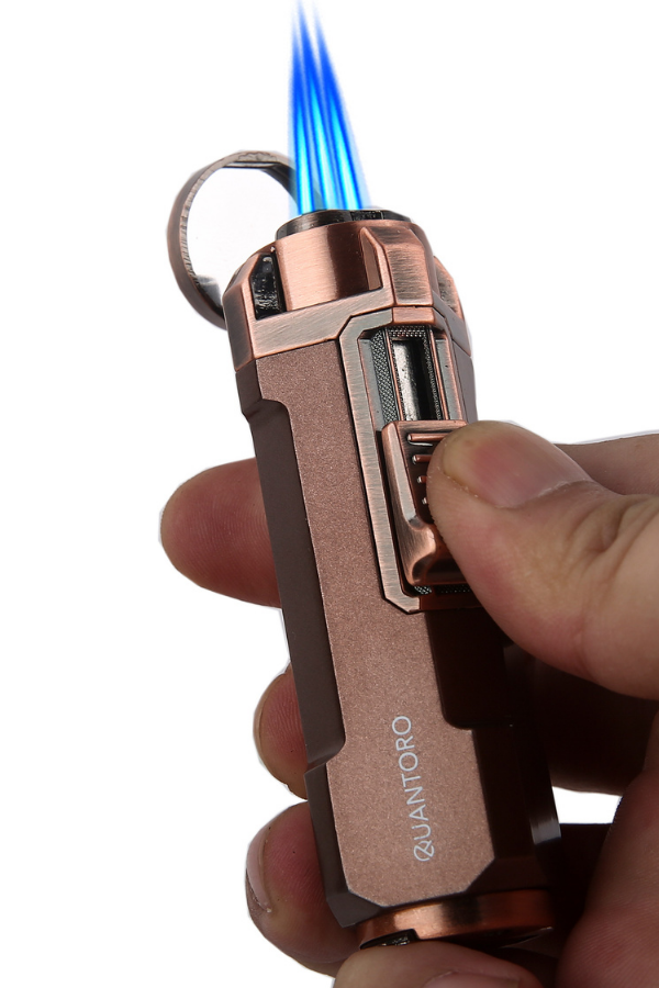 Quantoro Üç Torch Pürmüz Delicili Bakır Metal Puro Çakmağı