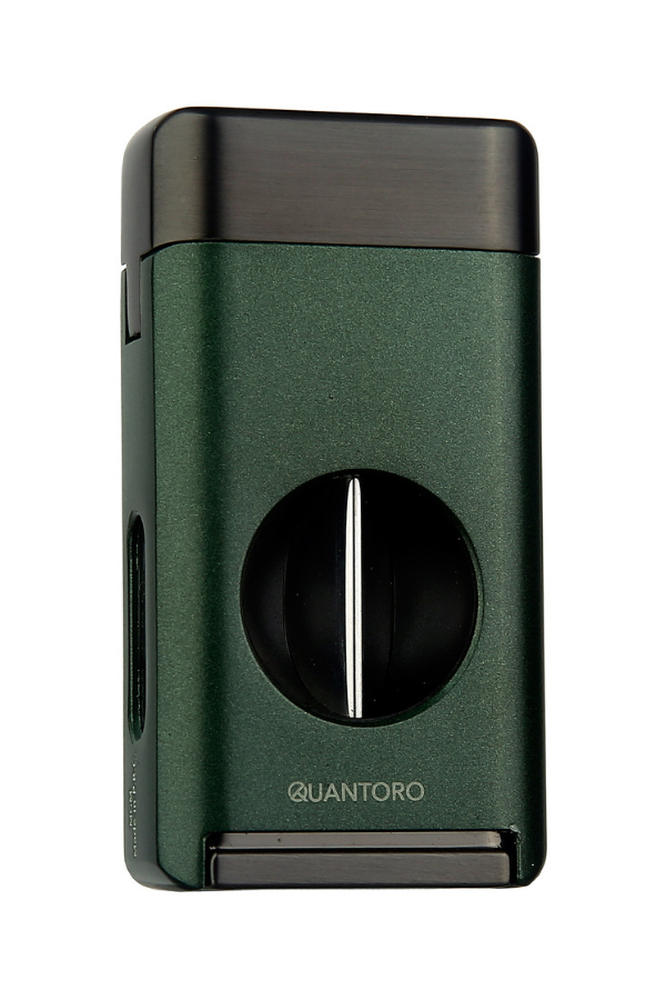 TRZ1130,Quantoro Üç Torch V Kesicili Yeşil Metal Puro Çakmağı