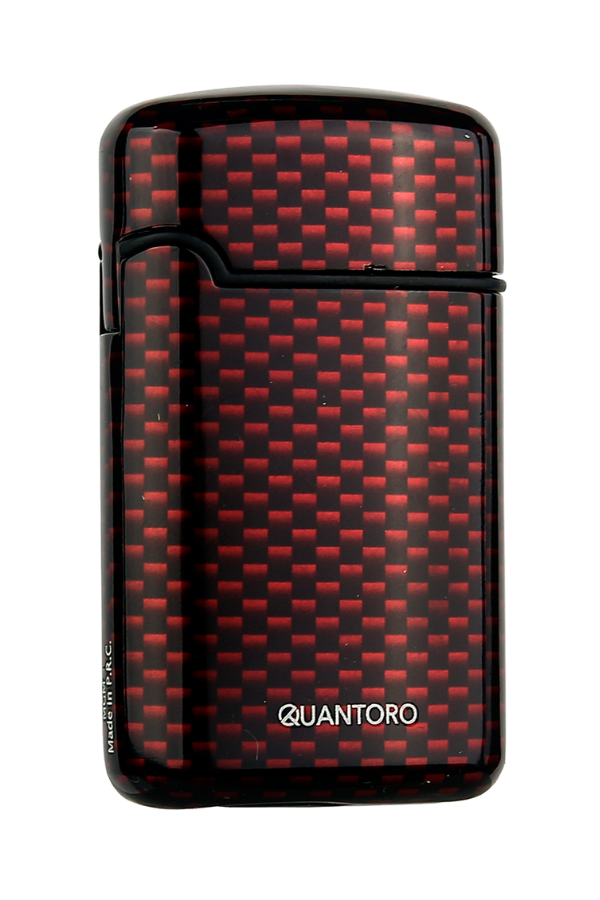 TRZ1111,Quantoro Üç Torch Pürmüz Delicili Kırmızı Karbon Desenli Metal Puro Çakmağı
