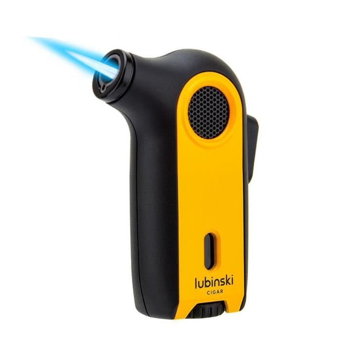 Lubinski Tek Torch Pürmüz Çakmak Kesici Küllük Sarı Üçlü Puro Seti