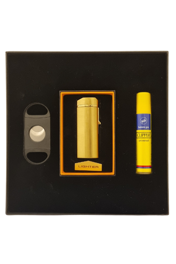 PremiumQuality Çakmak Kesici Gaz Gold Üçlü Puro Seti