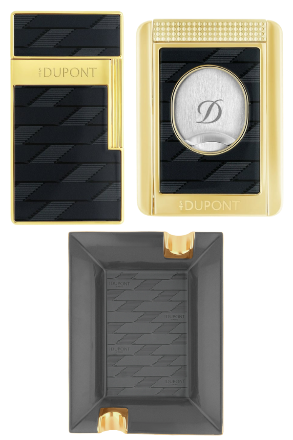 S.T. Dupont Lacquered Biggy Çakmak Kesici Küllük Üçlü Puro Seti