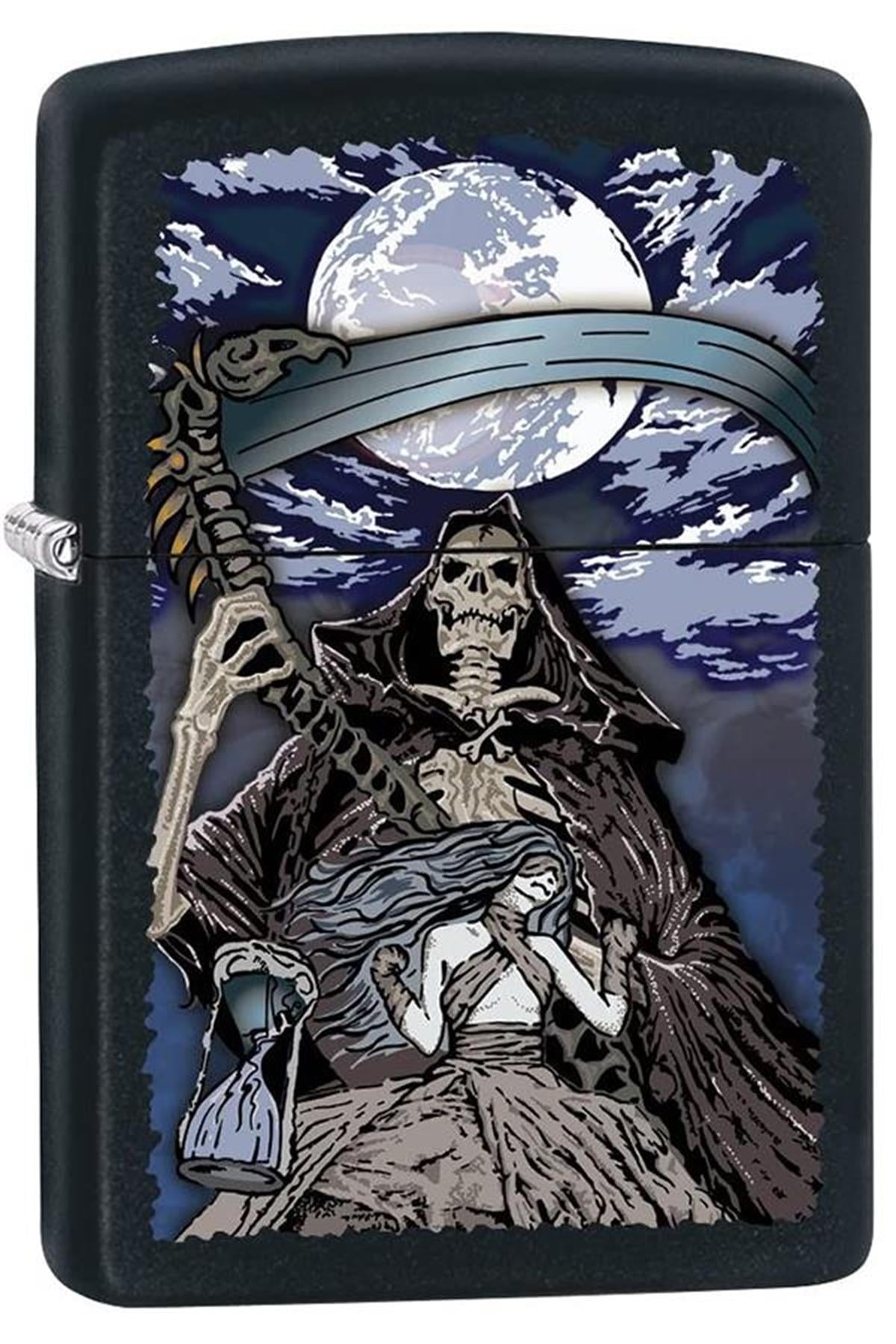 TR5530,Zippo Çakmak Grim Reaper and Moon - Black Matte 79245