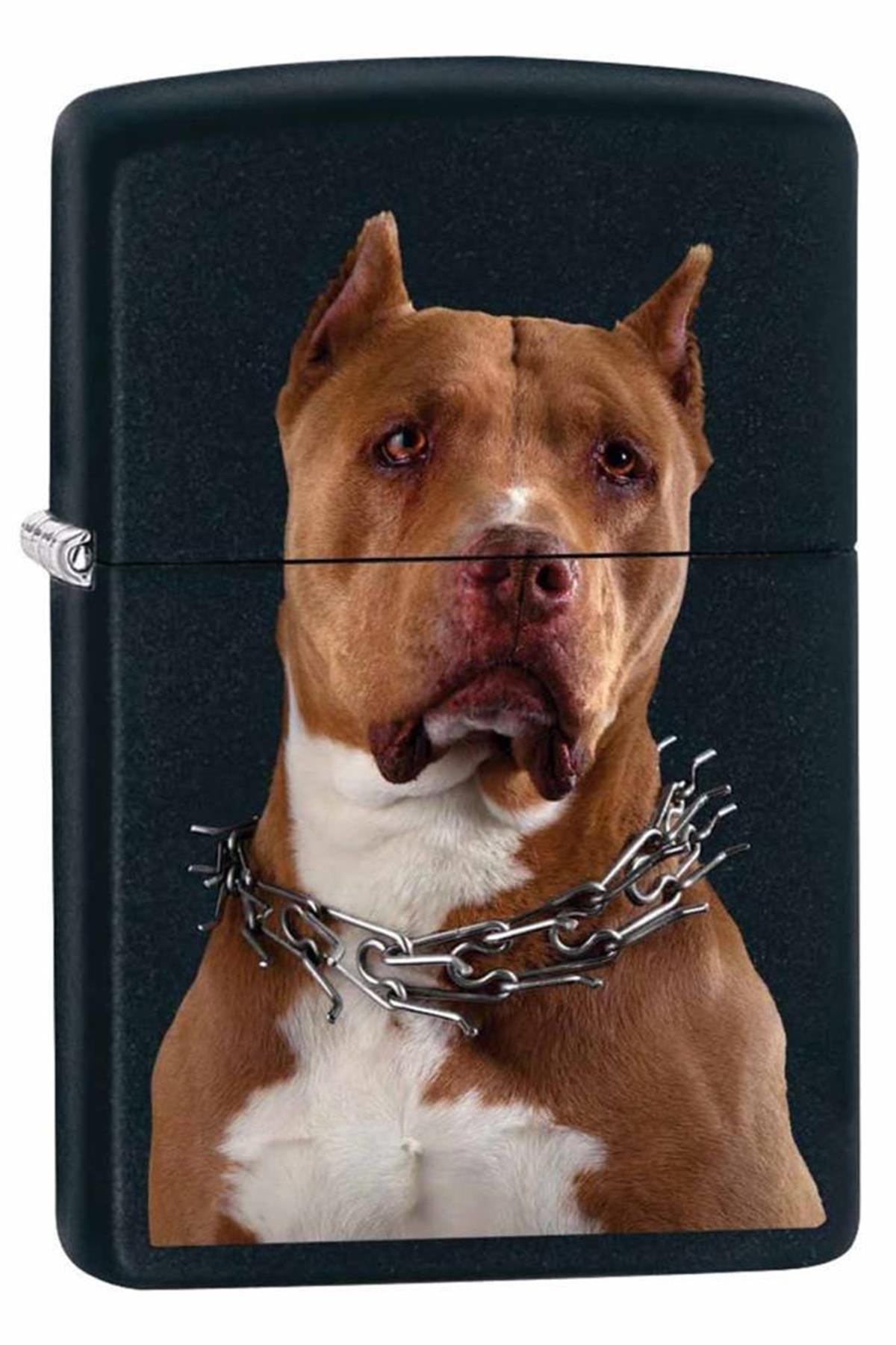 TR5553,Zippo Çakmak Pit Bull with Collar - Black Matte 79845