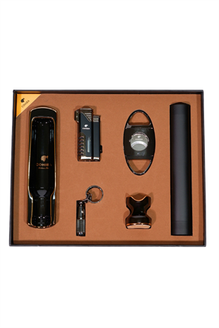 Cohiba Çakmak Kesici Küllük Sehpa Tüp Punch Gunmetel-Siyah Altılı Puro Seti