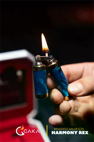 Caka Lighter Rex Harmony Simli Mavi Benzinli Çakmak