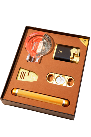 Cohiba Çakmak Kesici Küllük Sehpa Tüp Beşli Gold Puro Seti