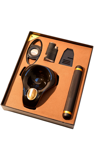 Cohiba Çakmak Kesici Küllük Sehpa Tüp Beşli Siyah Puro Seti