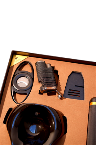 Cohiba Çakmak Kesici Küllük Sehpa Tüp Beşli Siyah Puro Seti