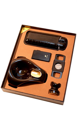 Cohiba Çakmak Kesici Küllük Kılıf Sehpa Beşli Siyah Puro Seti