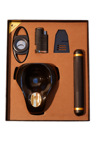 Cohiba Çakmak Kesici Küllük Sehpa Tüp Beşli Siyah Puro Seti