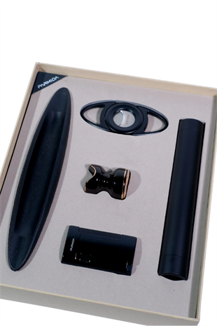 Parmida Çakmak Kesici Küllük Sehpa Tüp Beşli Siyah Puro Seti