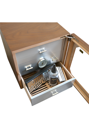 Adorini Chianti Deluxe Walnut & Aluminium Sedir Humidor Puro Kutusu