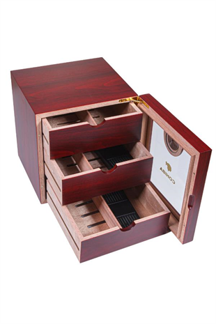 Cohiba 3 Çekmeceli Sedir Humidor Puro Kutusu Kiraz